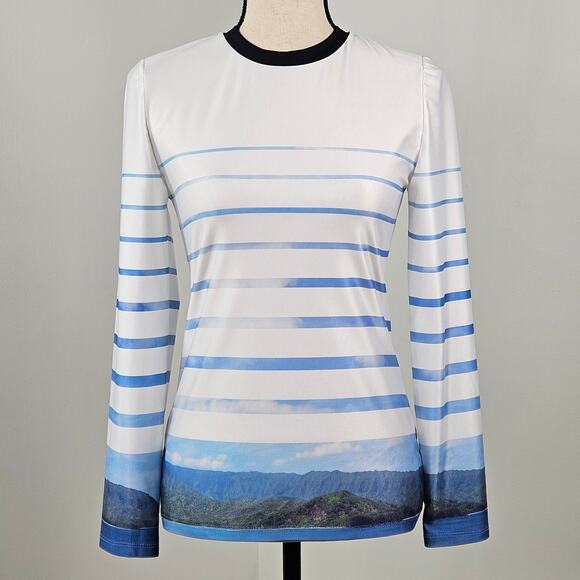 Heidi Merrick Swim Rash Guard Print Top St. Regis Hotel | Women's Large | FLAWS - Picture 1 of 16